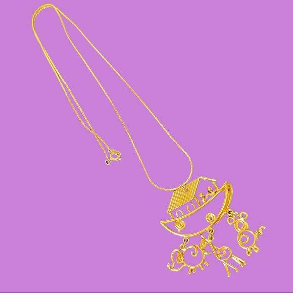 Goldtone Noah’s Ark Necklace 22” Length - Picture 3 of 3